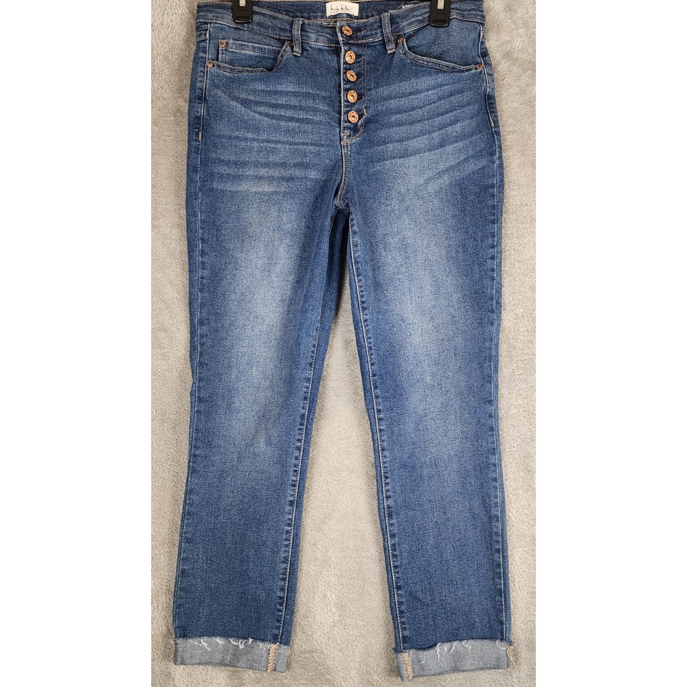 Nicole‎ Miller Jeans Womens Size 10 Blue New York Soho Skinny Crop Button Fly